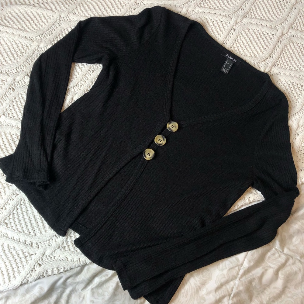 Vintage 90s Black Fly Away Top